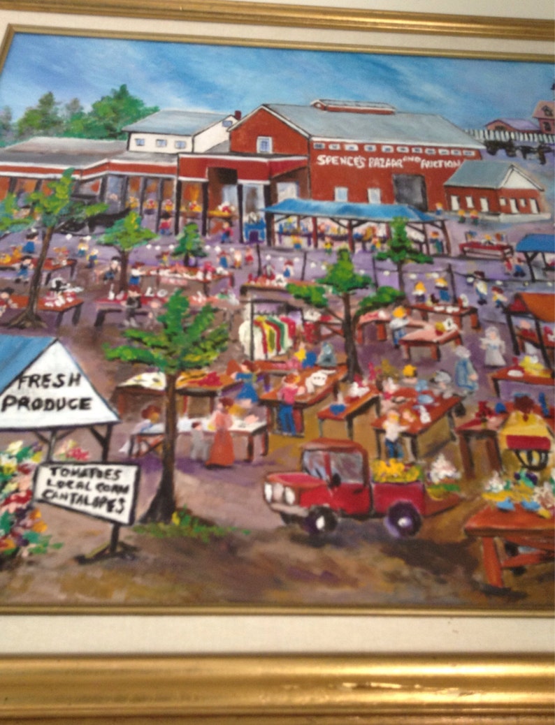 Original Folk Art Painting the Sale Revisited Features Spences Bazaar