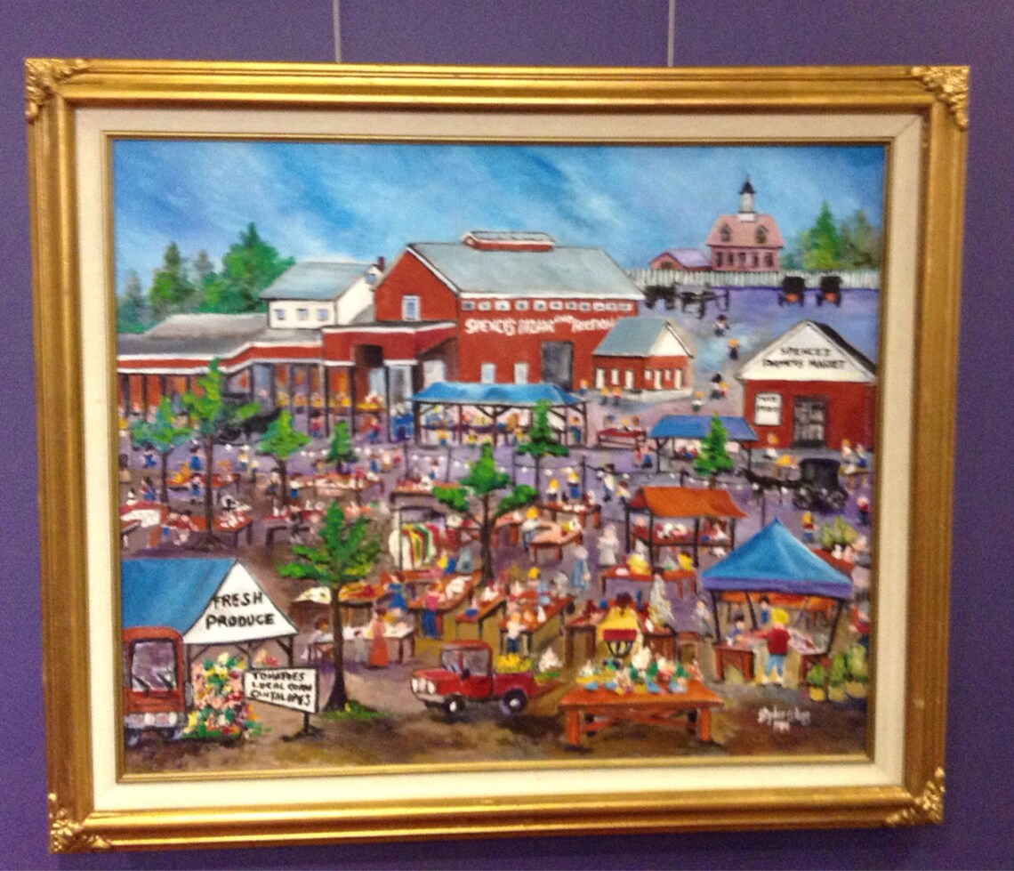 Original Folk Art Painting the Sale Revisited Features Spences Bazaar
