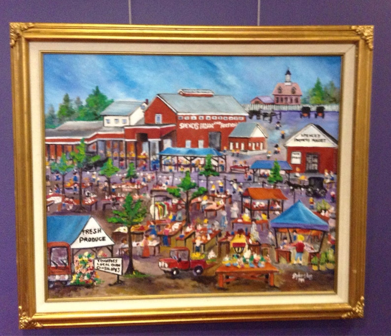 Original Folk Art Painting the Sale Revisited Features Spences Bazaar