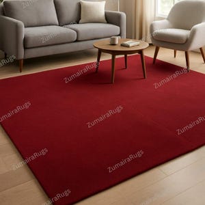 Luxurious Bold Red Area Rug – Minimalist Solid Color Rug for Modern Living Rooms, Perfect for Adding Warmth & Elegance to Your Home Décor