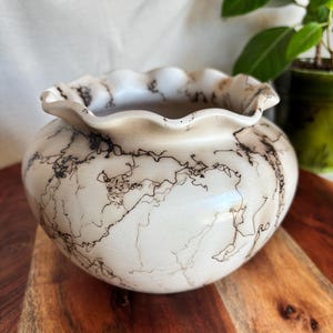 Horsehair Raku Pottery Vase: Signed Ceramic Art Bowl by Cheryl Jamison