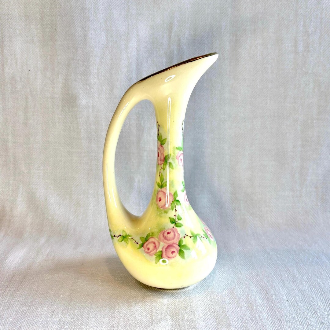 Vintage Hand Painted Floral Bud Vase, 1967 Keepsake Vase, Pink Rose ...