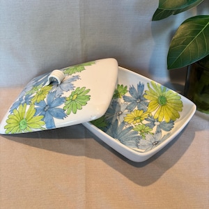 Vintage Ernestine Salerno Serving Dish with Lid: MCM Floral Ceramic Decor