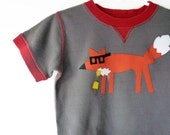 Fox Applique Geeky Kids Tshirt size 18 24m 2t Eco Friendly Clothing