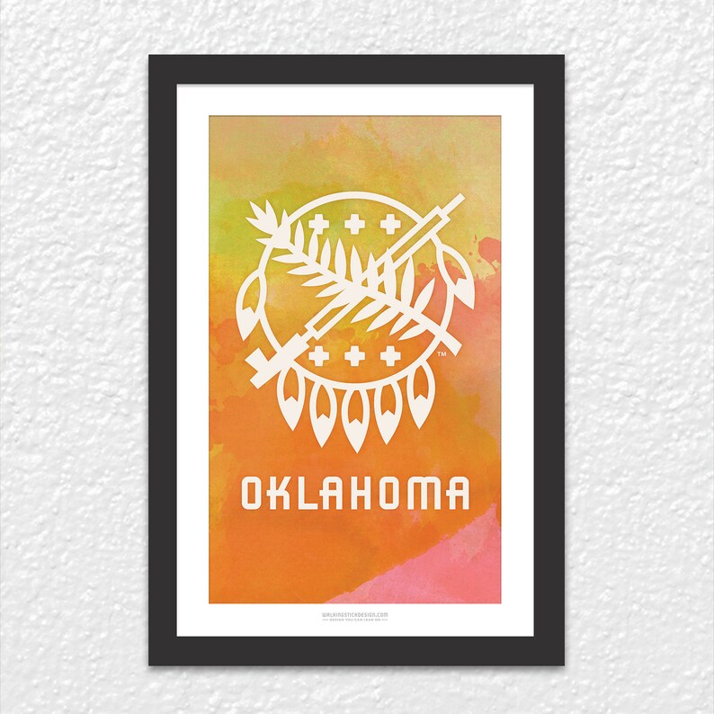 Printable 11x17 Posters Oklahoma Osage Shield Watercolor