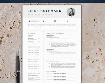 Plantilla de solicitud moderna | Plantilla de currículum vitae tabular 2025 | Alemán, Word | Conjunto completo | Plantilla de CV | Carta de presentación | Linda Hoffmann