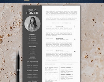 Plantilla de solicitud moderna | Plantilla de currículum vitae tabular 2025 | Alemán, Word | Conjunto completo | Plantilla de CV | Carta de presentación | Helena Römer