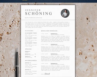 Plantilla de solicitud moderna | Plantilla de currículum vitae tabular 2025 | Alemán, Word | Conjunto completo | Plantilla de CV | Carta de presentación | Jennifer Schöning