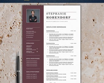 Plantilla de solicitud moderna | Plantilla de currículum tabular 2025 | Alemán, Word | Conjunto completo | Plantilla de CV | Clásico | Stephanie Hohendorf