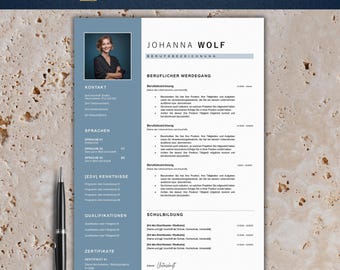 Plantilla de solicitud moderna | Plantilla de CV tabular 2025 | Alemán, Word | Conjunto completo | Plantilla de CV | Clásico | Johanna Wolf