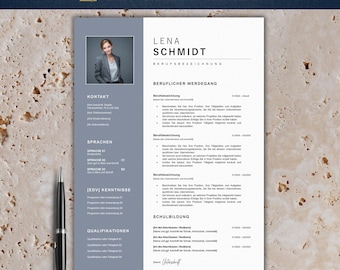 Plantilla de solicitud moderna | Plantilla de currículum tabular 2025 | Alemán, Word | Conjunto completo | Plantilla de CV | Clásico | Lena Schmidt