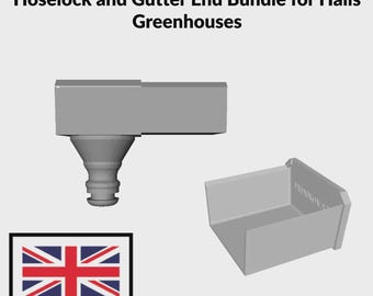 Greenhouse Guttering End Cap with Hose Connector and End Cap BUNDLE