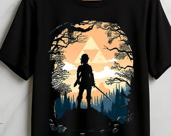 Top T-Shirt Tee Shirt Link The Legend of Zelda Breath of the Wild Triforce Herren Damen Kinder