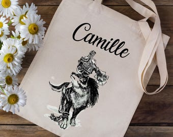 Tote bag personalized with your first name - the legend of zelda twilight princess midona midna link wolf - school nursery children