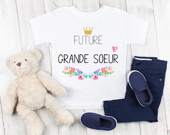 White T-shirt for girls - Future big sister - Baby shower gift