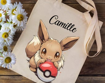 Personlig tygväska med ditt namn - Söt Eevee Eevee - för skola, dagis och barnskolor