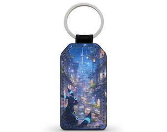 Noctali Umbreon City Faux Leather Keychain
