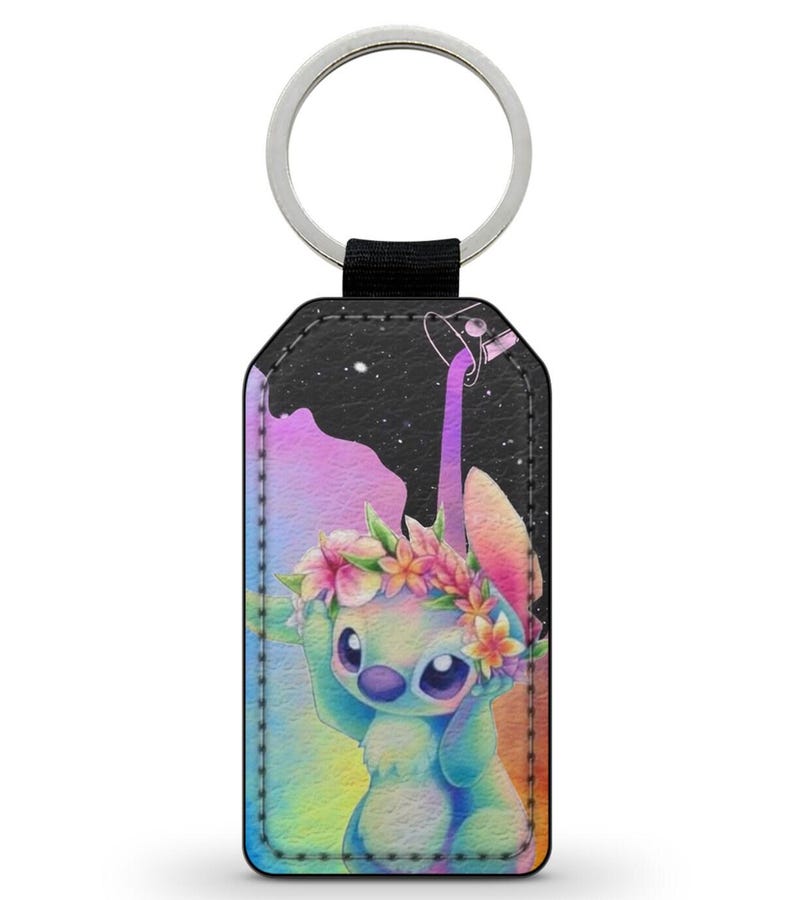 Sleutelhanger ring imitatieleer lilo en stitch disney afbeelding 1