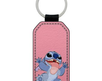 Keyring keys keychain faux leather leather cute stitch disney