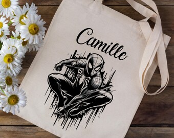 Personalisierte Einkaufstasche mit Ihrem Vornamen - Spiderman - Kindergartenkinder