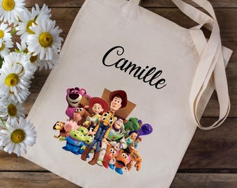 Tote bag gepersonaliseerd met je voornaam - Disney Toy Story - schoolkinderen