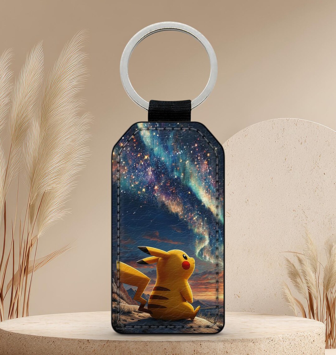 Pikachu Faux Leather Keychain - Etsy
