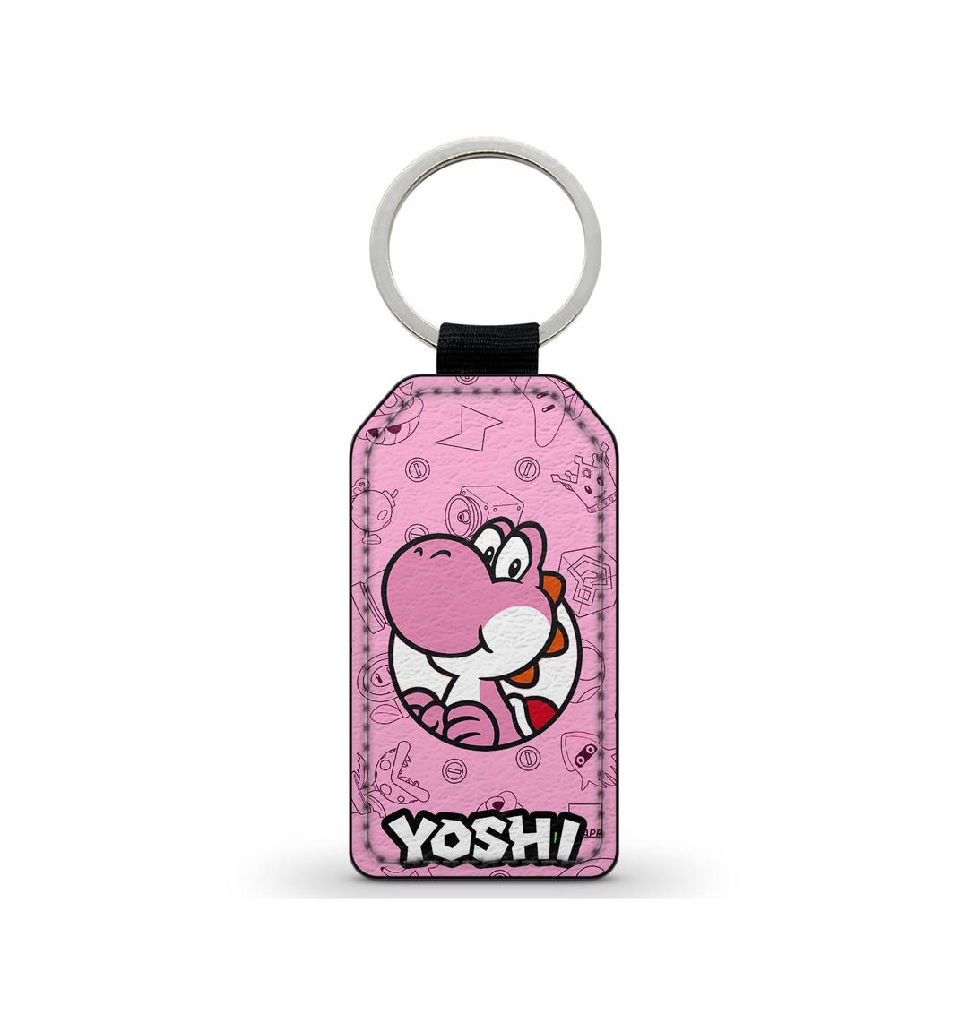 Keyring Keychain Faux Leather Faux Leather Yoshi Pink Super Mario