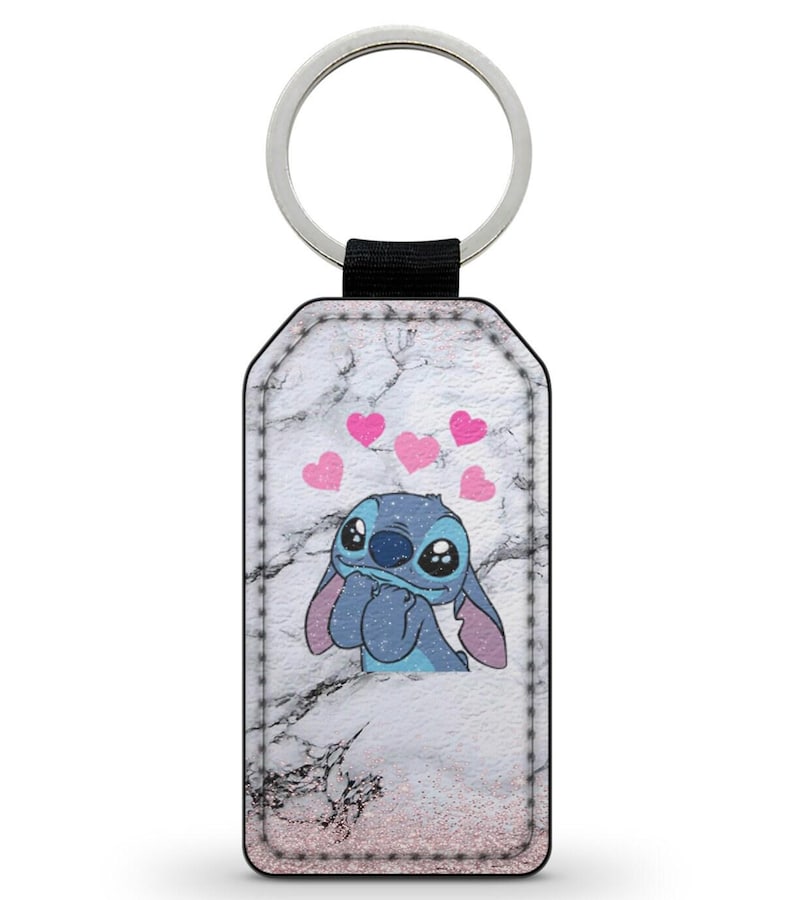 Chaveiro anel couro sintético lilo e stitch disney imagem 1