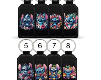 Keyring keychain faux leather leather lilo and stitch disney tropical flowers fruits watermelon - gift idea