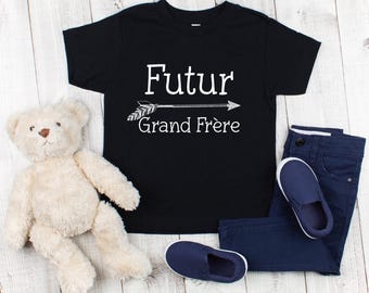 White T-shirt for baby boy - Future big brother Arrow - Baby shower gift