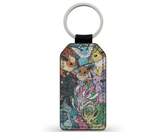 Prismatic Eevee Evolutions Faux Leather Keychain