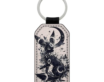 Chaveiro de couro sintético noctali umbreon flores