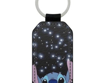 Keychain ring faux leather lilo and stitch disney