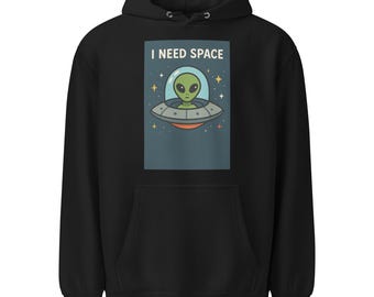I Need Space-hoodie: middelzware katoenmix uniseks
