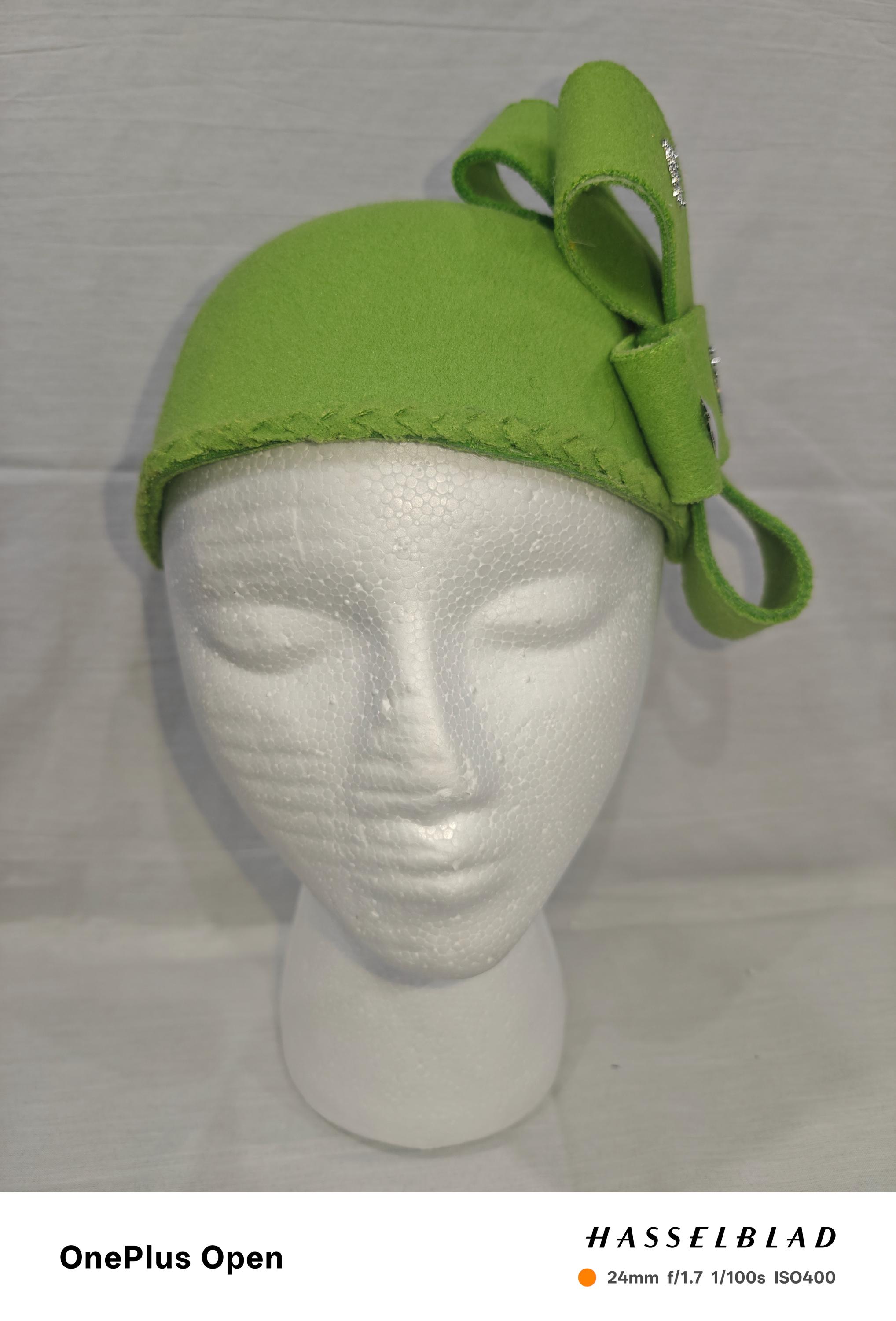 Lime Green Women\'s Hat with Gold Accent Green + Gold Straw Cowboy Hat – Nymf by Collette main image 3