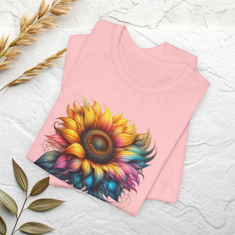 Rainbow Sunflower Shirt | Colorful Floral Tee, Boho Flower Shirt image 13
