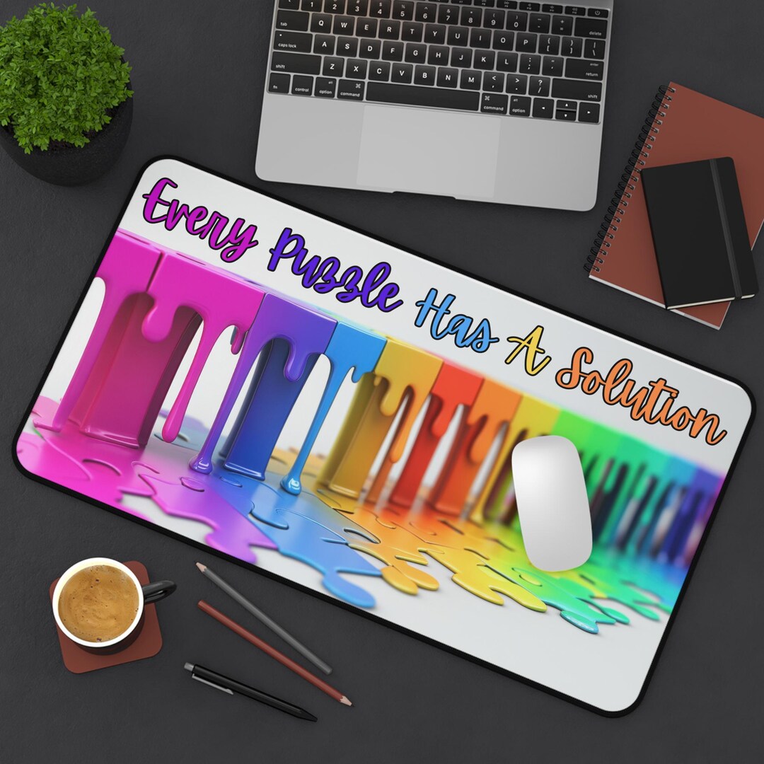 Inspirational Desk Mat | Every Puzzle Has a Solution | Motivational ...