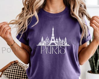 Paris Skyline Shirt, Paris France Travel Shirt, Eiffel Tower Tee, Paris Souvenir Shirt, France Vacation Gift, Comfort Colors Tee