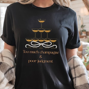 T-shirt med galafest från 1920-talet | Champagnefärgade pärlor, litterärt citat | Bokreferens