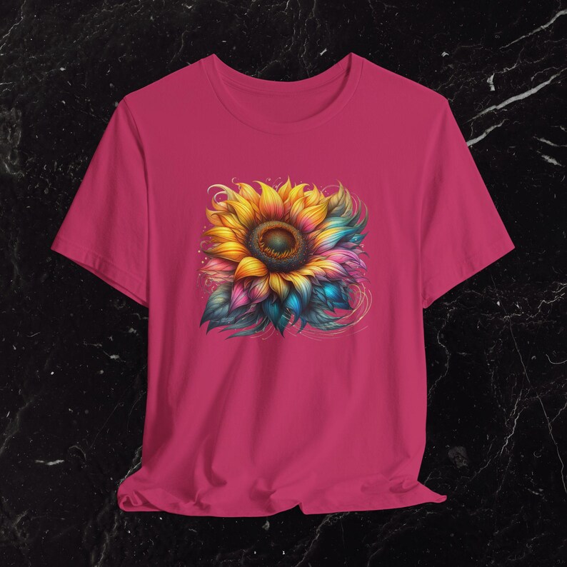 Rainbow Sunflower Shirt | Colorful Floral Tee, Boho Flower Shirt image 16