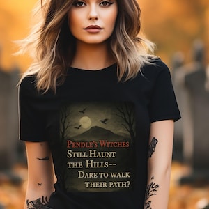 Pendle Witches Eerie Unisex Tee, Halloween Shirt, Gift for Witches, Spooky Graphic Tee, Cozy Autumn Apparel, Casual Outfit