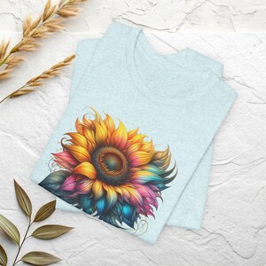 Rainbow Sunflower Shirt | Colorful Floral Tee, Boho Flower Shirt image 7