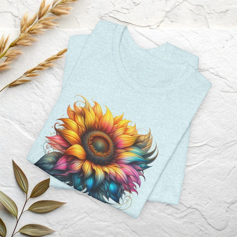 Rainbow Sunflower Shirt | Colorful Floral Tee, Boho Flower Shirt image 7