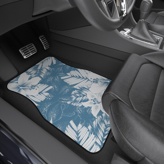 Blue Tropical Hibiscus Car Mats | Car Mats Set