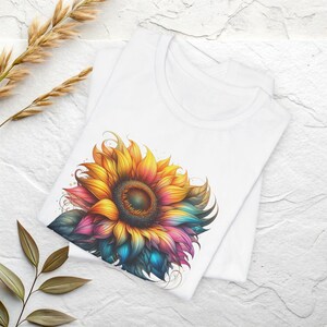 Rainbow Sunflower Shirt | Colorful Floral Tee, Boho Flower Shirt image 4