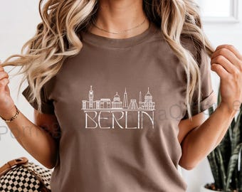 Camiseta com o horizonte de Berlim, Camiseta de viagem para Berlim, Alemanha, Camiseta de lembrança de Berlim, Camiseta de férias na Alemanha, Presente de viagem pela Europa, Camiseta Comfort Colors