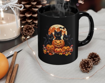 Halloween Black Cat Mug, Spooky Coffee Cup, Autumn Decor, Cat Lover Gift, Halloween Decoration, 11oz 15oz