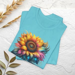 Rainbow Sunflower Shirt | Colorful Floral Tee, Boho Flower Shirt image 8