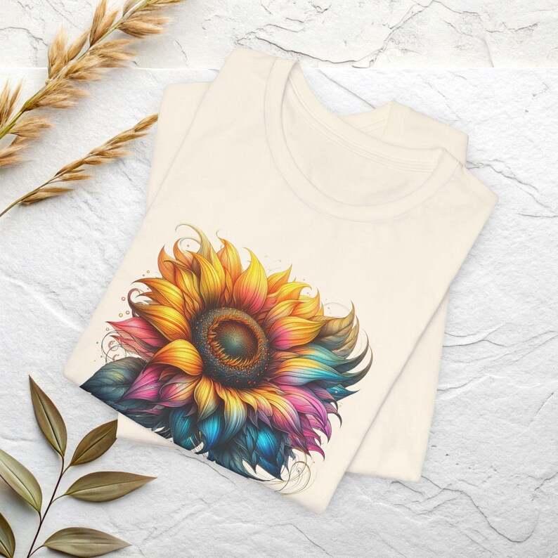 Rainbow Sunflower Shirt | Colorful Floral Tee, Boho Flower Shirt image 5