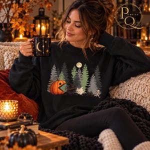 Sudadera divertida de Halloween con calabaza comiendo gato fantasma / Monstruo calabaza de Halloween